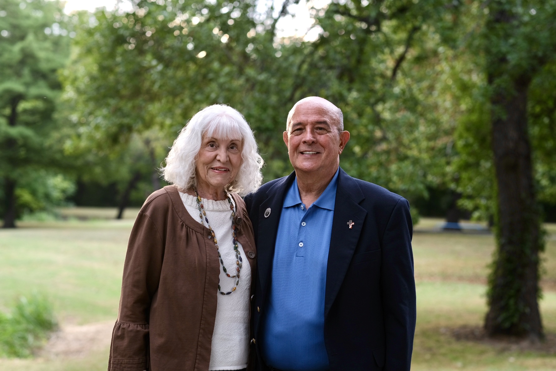 Eddie Collins with his wife Linda outdoors